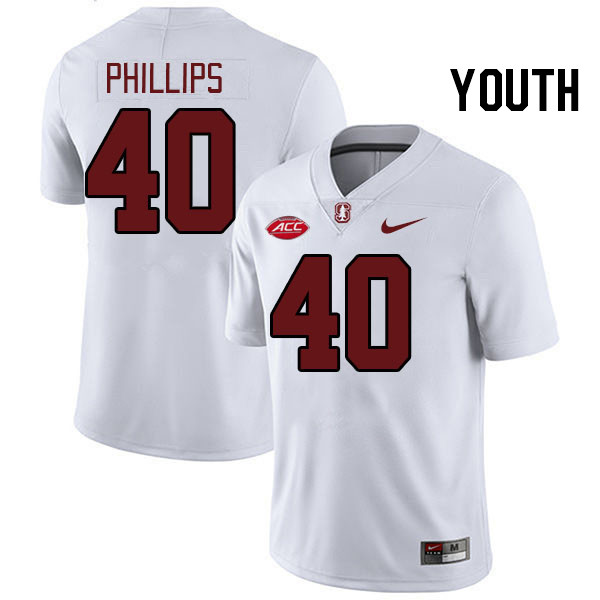 Youth #40 Tobin Phillips Stanford Cardinal 2024 ACC Conference College Football Jerseys Stitched-Whi